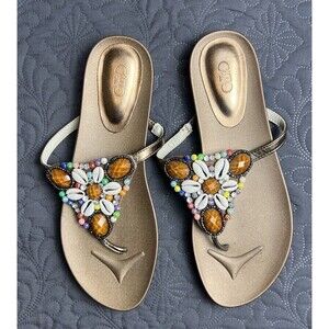 CATO Afrocentric Sandals Beaded Pretty Beach Vacation Cruise SZ 9 Resort Chic